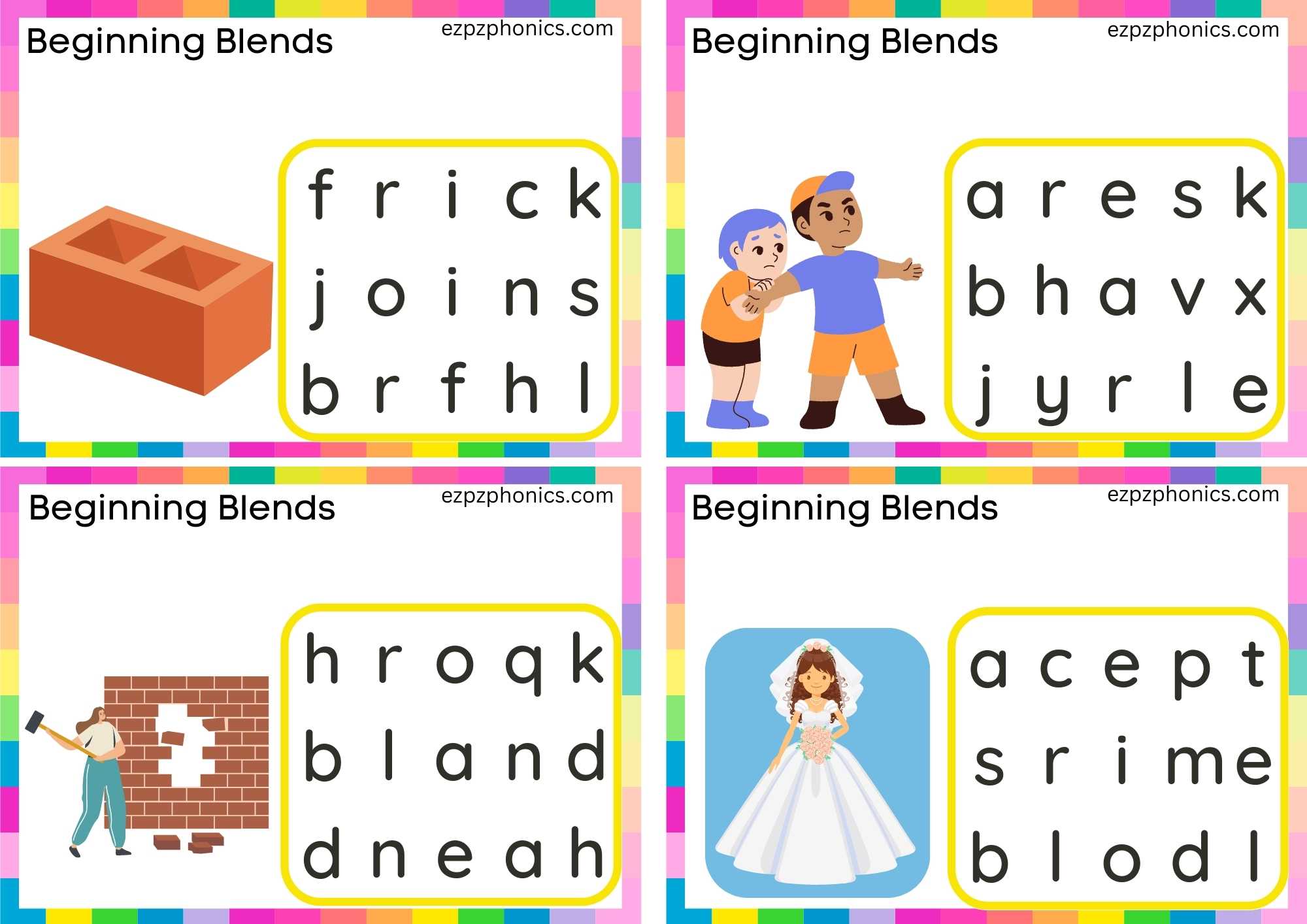 BR Beginning Blends Activity Circle The Correct Letters To Make The Words Set 2